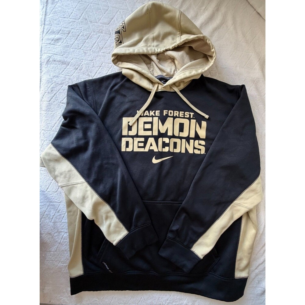 Nike Wake Forest Demon Deacons Therma-FIT Hoodie XL Black Gold NCAA